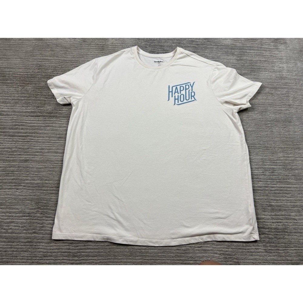 Goodfellow & Co T-Shirt Mens XXL White Happy Hour Graphic Cotton Blend